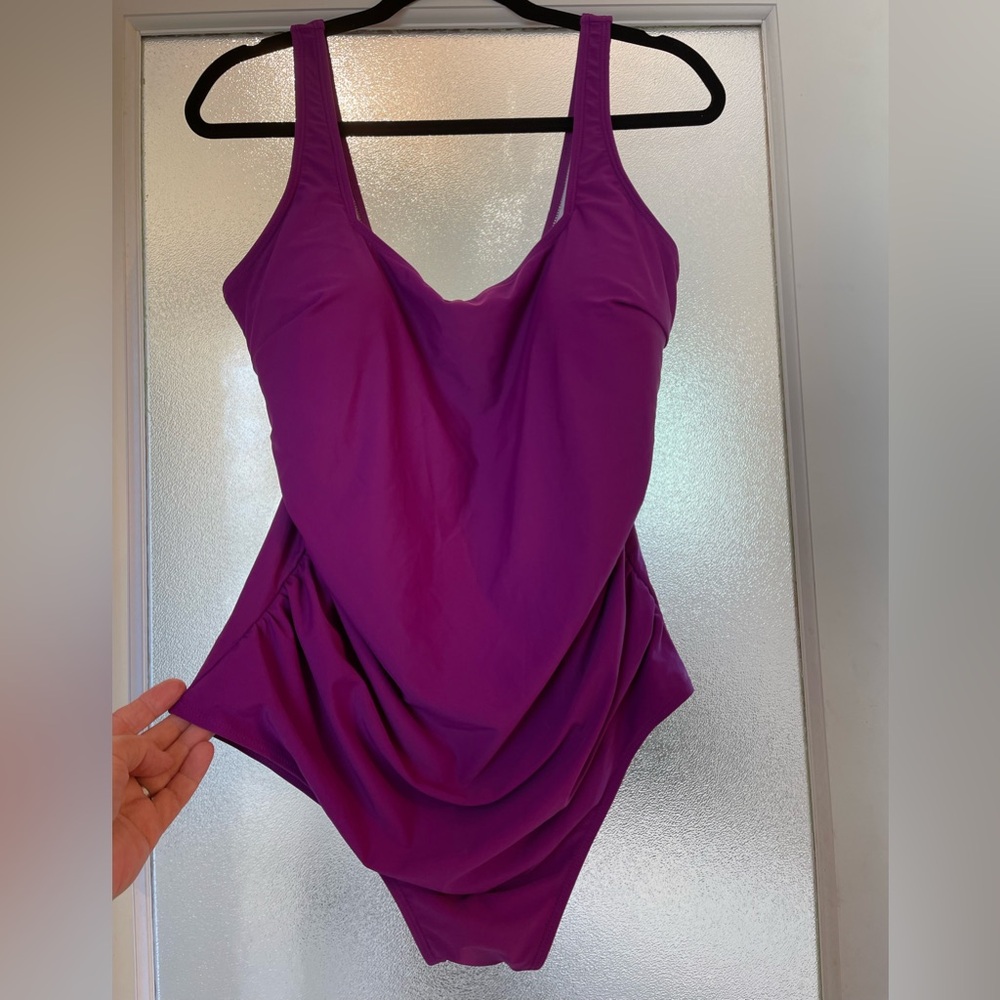 Purple one piece swim suit size 18W.